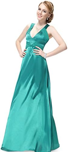 Ever Pretty Charming Pleated V Neck Crystal Beads Evening Prom Gowns 09376, HE09376GR12, Green, 10US