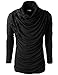 H2H Mens Unique Slim fit Fashionable Designed Shirring Long Sleeve T-Shirts Black US S/Asia M (KMTTL0252)