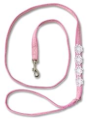Pink leash with flower accent - 4ft