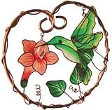 Hummingbird Bird Windchime With Flower And Leaf And A Rusty Copper Look Frame Shaped Into A Heart 31