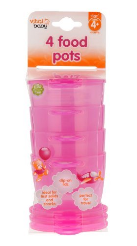 Imagen 3 de Vital Baby - Recipientes para alimentos infantiles (4 unidades), color rosa