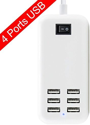 Xinmao Wall USB Charger 6 Ports Dock Desktop Charging Station 15w 3a Mobile Phone Adapter 5 Ft Cable Device for Iphone Ipad Samsung Galaxy Note