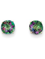 MadiK® 14k Polished Prong Set 6mm Round Mystic Topaz Post Stud Earrings