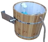 Produkt-Bild: Sauna Schwalldusche, Holz Eimer K&uuml;bel Dusche mit Edelstahlhalterung
