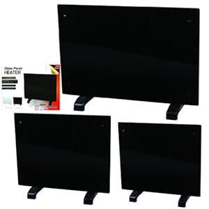 1000w GLOWMASTER BLACK GLASS FREE STANDING WALL MOUNTED PORTABLE ELECTRIC PANEL HEATER on sale