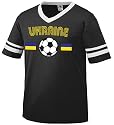 Ukraine Flags International Soccer Mens Ringer T-shirt, Ukrainian National Pride Men's V-Neck Soccer Style Shirt
