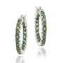 Sterling Silver Inside Out Genuine Emerald Hoop Earrings