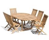 TUSCANY 7 PIECE PREMIUM PLANTATION TEAK OUTDOOR DINING SET (Fully Assembled)