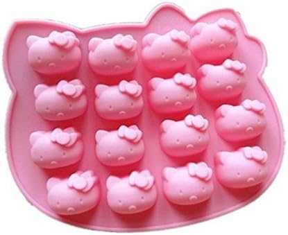 Runde@ 16 Cavity Hello Kitty Biscuit Cake Pan Silicone Cake Baking Mold Ice Cube Lattice Tray Chocolate DIY Handmade Soap Moulds