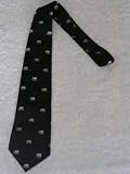 Men's 100% Silk Necktie- Black with medium Silver Elephant pattern
