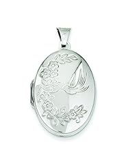 Sterling Silver Love Birds Oval Locket Jewelry 33mm