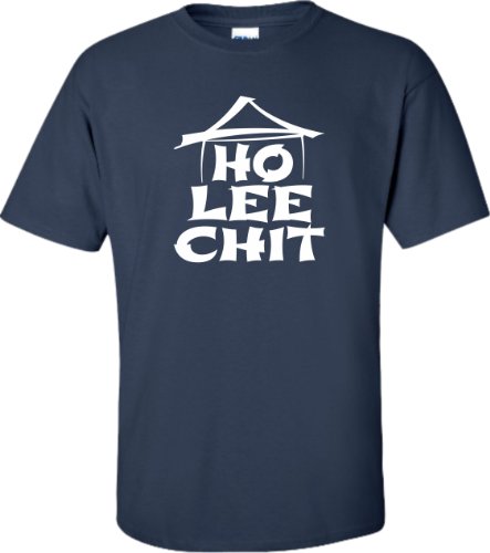 X-Large Navy Blue Adult Ho Lee Chit Holy Shit Funny T-Shirt