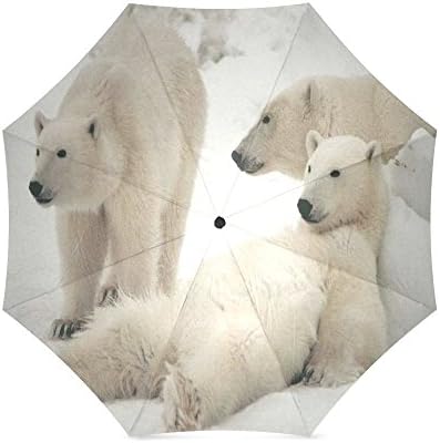 Mother/Father Gift Polar Bears Compact Travel Windproof Rainproof Umbrella