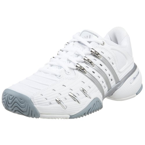 adidas Women's Barricade V Tennis Shoe,White/Light Onyx/Silver,6.5 M