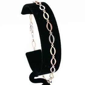 Open Oval Link Anklet 14K Tri Color Gold 9"