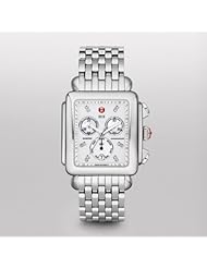 MICHELE Womens MWW06Z000012 Deco XL Analog Display Swiss Quartz Silver Watch
