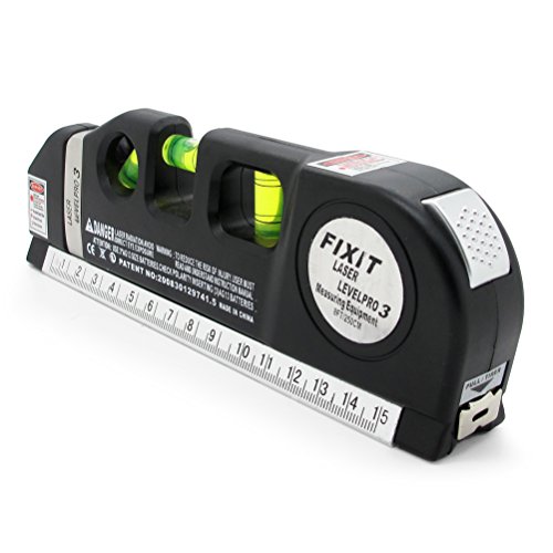 JCC Multipurpose Laser Level horizon Horizontal Vertical Line 8FT+ Measure Tape Ruler Aligner Standard and metric rulers