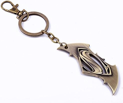 Batman V Superman Dawn of Justice DC Superheroes Metal Pendant Keychain Ring (Gold)