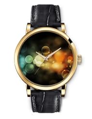 SPRAWL Aanalog Fashion Series Gold Ladies Watches of Genuine Black Leather Strap,Unique Wrist Watch for Women Girls Designed with Colorful Bubbles in the dark