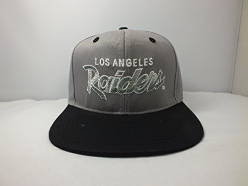 LOS ANGELES RAIDERS NFL GREY/BLACK SCRIPT FLAT BRIM VINTAGE SNAPBACK