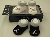 Nike Jordan Booties Girl Boy NEW Born Baby Infant 0-6 Months Black and White with Red or Pink Jordan Sign 2 Pcs New