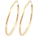 14K Gold Earrings Endless Hoop 20mm Tube Ear Jewelry