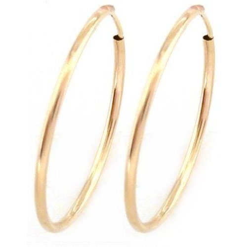 14K Gold Earrings Endless Hoop 20mm Tube Ear Jewelry