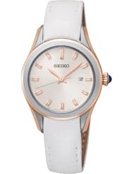 Seiko Womens Quartz Watch Damenuhren SXDF70P1 with Leather Strap