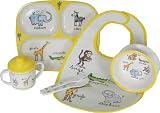 6 Piece Set Baby Cie La Jungle: Jungle Yellow Melamine Colorful Melamine Dinnerware with wording