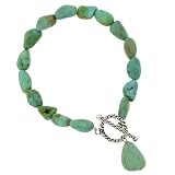Sterling Silver Genuine Turquoise stone nugget toggle Bracelet 7