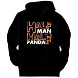 HALF MAN , HALF Panda Animals Mens Hoodie (Black, Size Large)