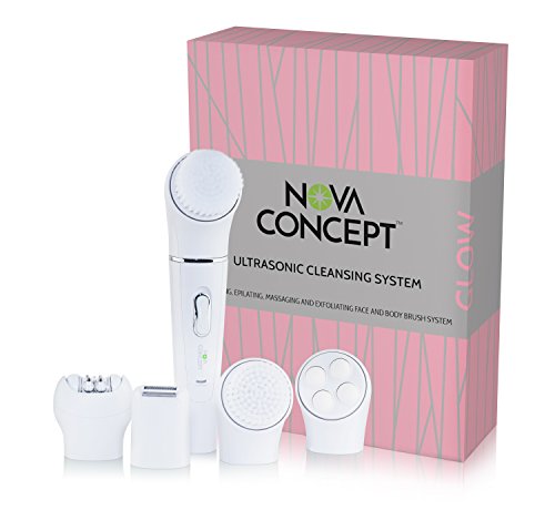 5 in 1 Advanced Facial Cleansing Brush, Exfoliator Microdermabrasion ultrasonic cleansing system contain dual shaver, Epilator, Massager, Exfoliating and cleansing brush kit