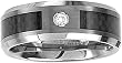 Tungsten and Carbon Fibre and Cz Comfort Fit Mens Wedding Band " Size 13 "