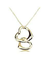 Gold Double Heart Pendant Necklace