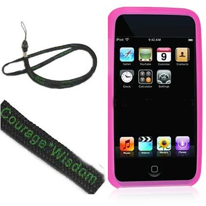 Ipod Touch 1st Generation and 2nd Generation Premium Silicone Skin Case Cover with Screen Protector for Ipod Touch 2 and Touch 8gb 16gb 32gb Mp3 Player + Wisdom*courage Neckstrap (Many Color Available). under The Apparel Store