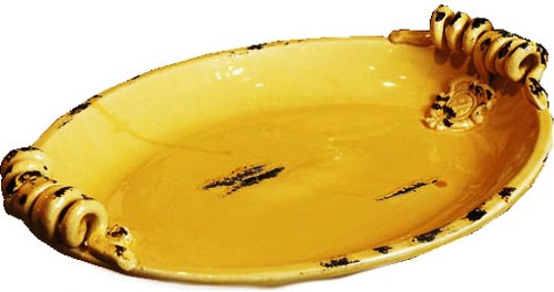 Napa Home Garden Provencal 17-Inch Decorative Ceramic Oval Tray with Handles - Yellow