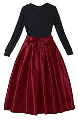  Vintage Cocktail Spring Winter Cotton/Satin Natural   Waistline Round Neck Long Sleeves Evening Dress/Homecoming Dress/Prom Dress/Party Dress  With a Bow(s)