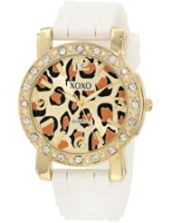 XOXO Womens XO8059 Rhinestones Accent White Silicone Strap Watch