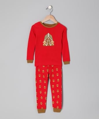 Leveret "Gingerbread House" 2 Piece Pajama Set 100% Cotton (Size 6M-5T) *Christmas Collection*