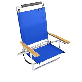 5 pos. Low Seat / LayFlat Aluminum Beach Chair Blue