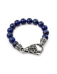 Twisted Blade Intricate Lapis Bead Bracelet 7 Inch