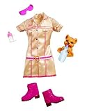 Mattel Barbie Clothes Outfit - I Can Be Pet Vet Gold Dress, Pink Boots, Sunglasses, Puppy Dog and Baby Bottle