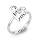 18K White Gold Heart Shaped Solitaires Round Diamond Ring (0.04 cttw, G-H Color, VS2-SI1 Clarity)