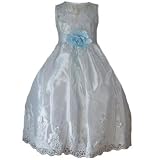 Girls 2 - 10 Flower Girl Special Occasion Dresses with Pearl Beads and Scarf
