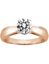 0.75 Ct Round H/I I1 Diamond 18K Rose Gold Ring