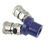 uxcell アルミ ソケット 2ウェイ エアホース用 クイック カプラ メタル　シルバートーン