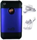 Apple iphone 3G Shield Protector case (Blue) + Car Charger + Travel Charger + WristBand