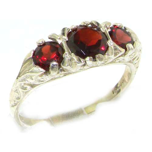 Click To Luxury Ladies Solid White Gold Natural Garnet Victorian Trilogy Ring - Finger Sizes 5 to 12 Available Details... Luxury Ladies Solid White Gold Natural Garnet Victorian Trilogy Ring - Finger Sizes 5 to 12 Available