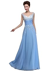 Floor Length Applique Beaded Chiffon Sheath Scoop Neck Evening Dress 