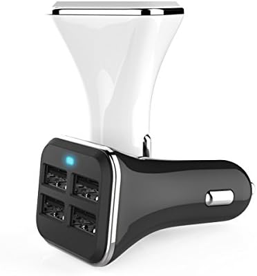 [Freeker]Car Charger Powerful Car Charger Fast Charge 6.8A 4- port USB iSmart LED Light Designed for Apple and Android Devices likeMobile Phones iPhone 6,iPhone 5 ,iPhone 6 Plus//5s/4/4s iPad, Samsung Galaxy, Nexus, HTC , Motorola, Nokia,tablets ,Digital Cameras, PDAs, and More and More (White)
